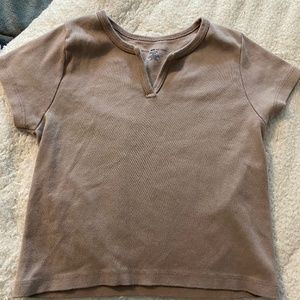 Mauve brandy baby tee with v cut out